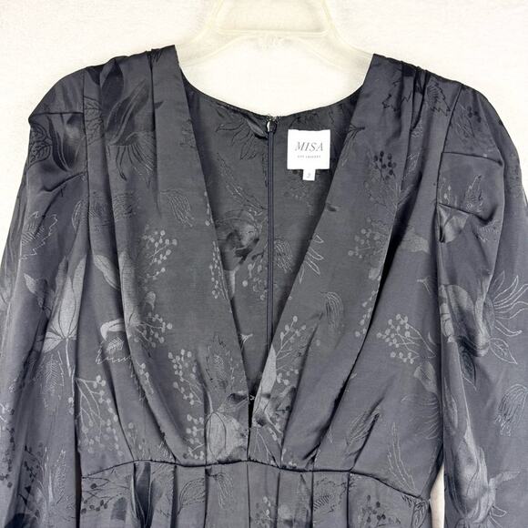 Misa Los Angeles Revolve Charlize Long Sleeve Jacquard Mini Dress Black Size 2 - Picture 7 of 16